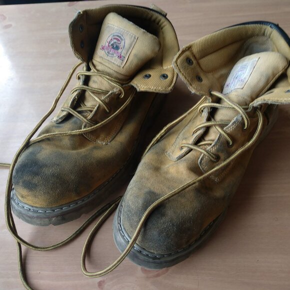 Brahma Men's Size 14 Tan Leather Slip-Resistant Steel Toe Boots - Picture 1 of 5